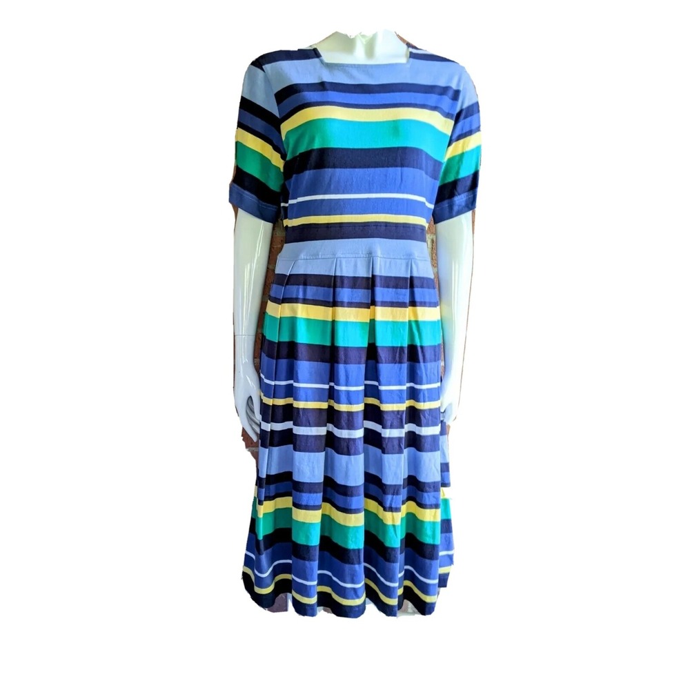 Vintage Talbots Dress S Stripe Midi Minimalist Preppy Classic Casual Modest Cute